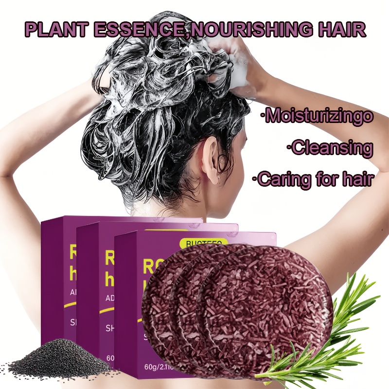 Image of Wash Days, -haired After Staying Up Late. Rosemary Powerful Cleansing Oil-control Volumizing 3-in-1 Shampoo Bar, 3pcs. Contains Multiple Natural Herbal Ingredients, , Cleanses The Scalp
