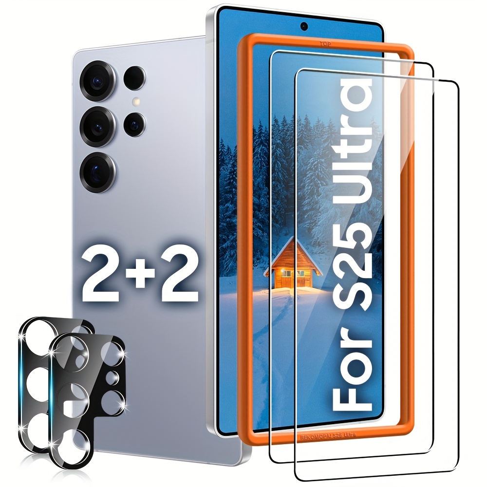 

Screen Protector S25 Ultra, Includes 2 Camera Lens Protectors, Compatible With Fingerprints, Touch-sensitive, Made Of 9h Hardness Tempered Glass, To Be Case-friendly.