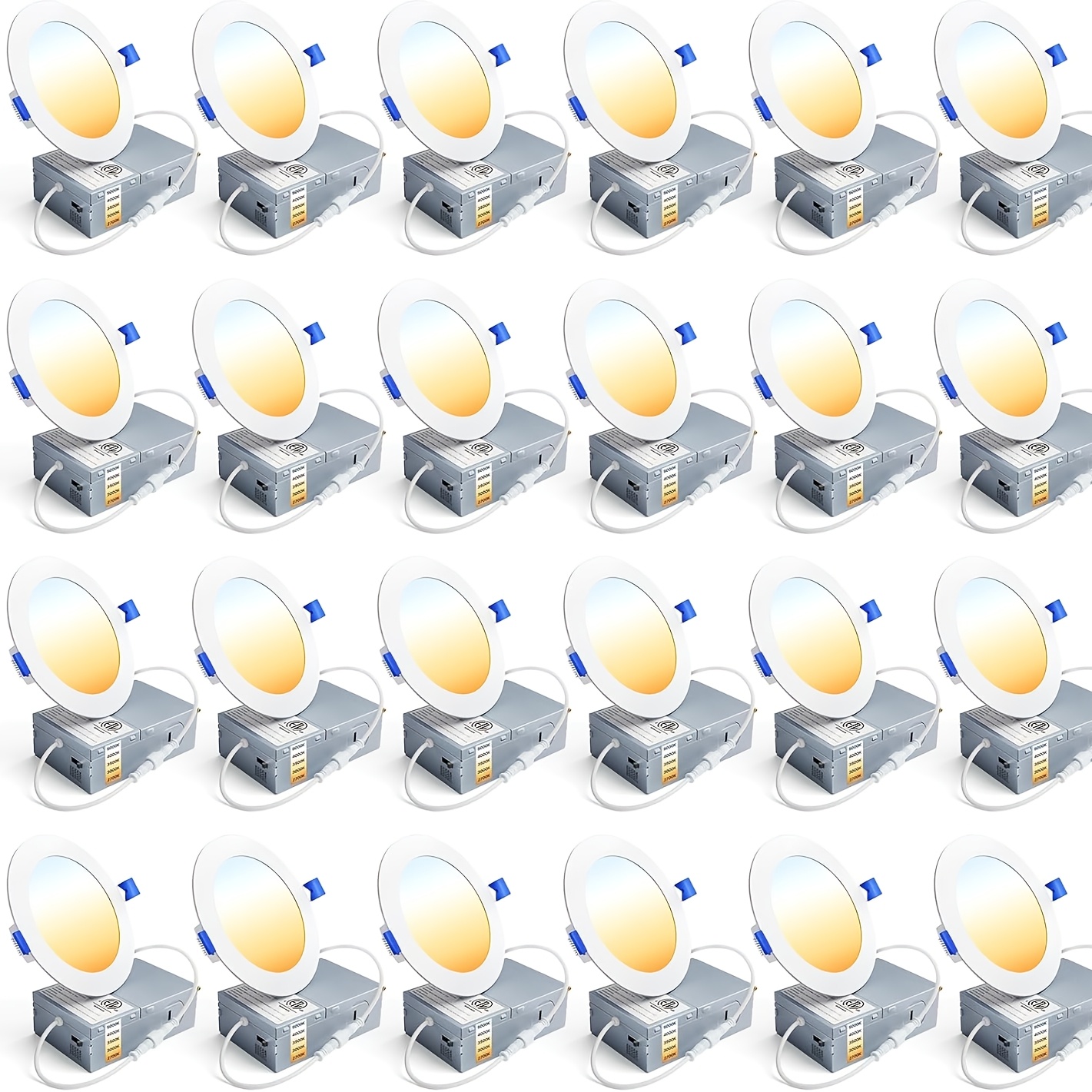 TEMU 4inch 24/12/6-pack Slim Led Recessed Lights | With Junction Box, Adjustable Color Temperatures (2700k-3000k-3500k-4000k-5000k), 9w, Dimmable,
