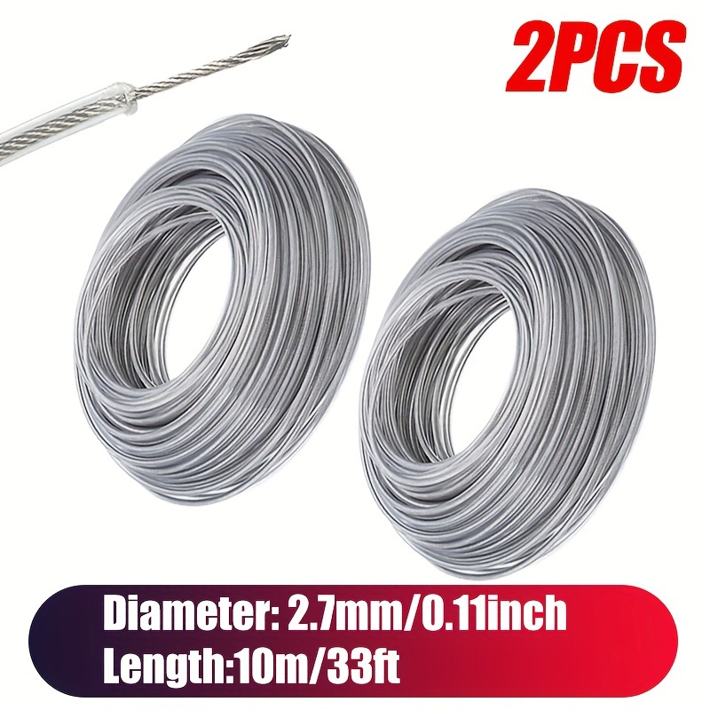 TEMU 2-pack Steel Wire Nylon Trimmer Line, High-efficiency Grass Cutter String For Brushcutter, 10m, 2.4/2.7/3.0/3.5mm Diameter, Durable Lawn Mower Cord Replacement