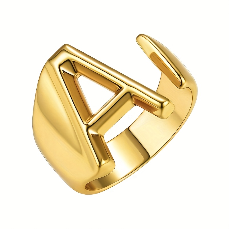 1pc Fashionable Vintage 26 English Letters Stainless Steel , Unisex Ins-style Knuckle Ring, 18k Gold-plated And Fade-resistant, Suitable For Daily Wear And Parties, An Ideal Gift