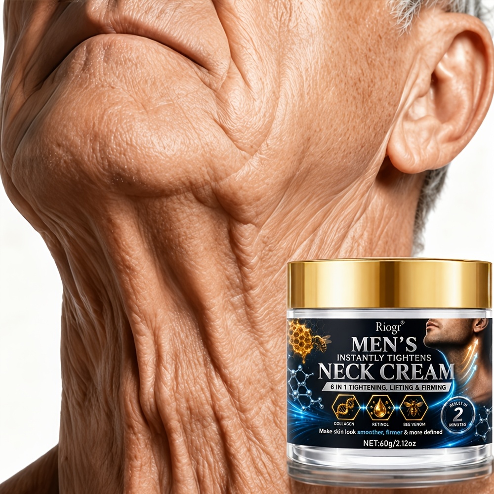 Men's Instant Neck Tightening Cream, Moisturizing And Hydrating With Collagen, Retinol, Hyaluronic Acid, Mel, Nicotinamide, And Firm Minutes, Skin Look Smoother And , Suitable For Types