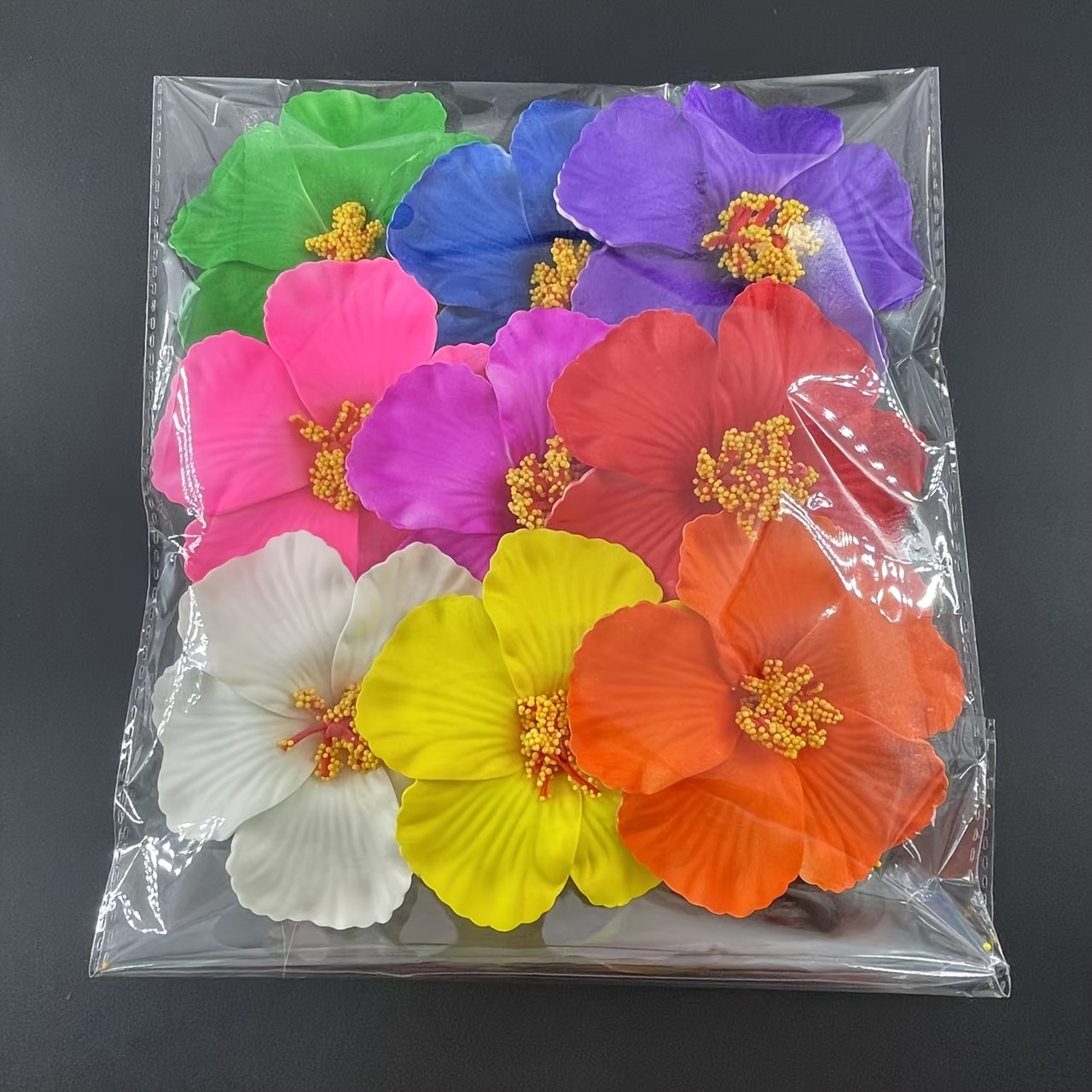 TEMU A Set Of 9-color Imitation Hibiscus Hairpins For Seaside Headwear, Hawaiian Hibiscus And Egg Flower Hairpins