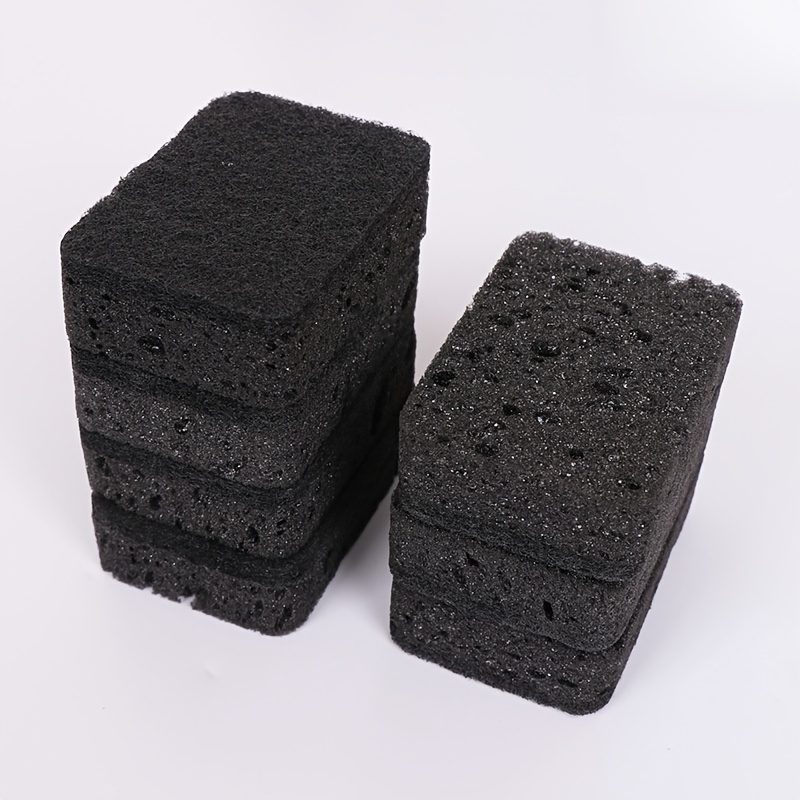 

12pcs Super Strong , Oil-free Kitchen Cleaning Sponges - Black Seaweed Scrubbers For Dishes & Grills, Ideal For Stains On Cookware & Outdoor Grills