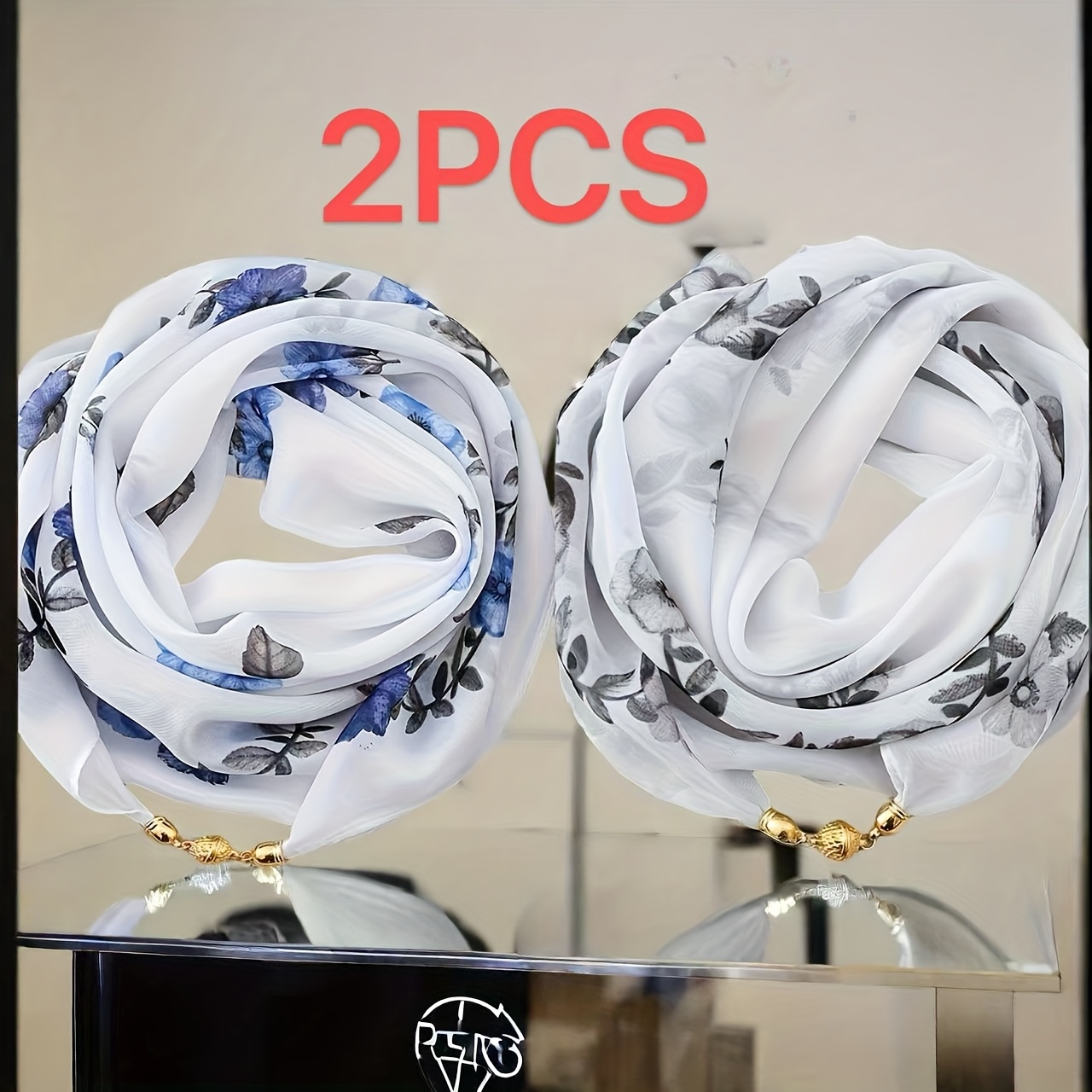TEMU Bufandas de moda con estampado floral 1/2 y hebilla magnética, fácilmente, múltiples colores disponibles, ligeras y transpirables, ideales para