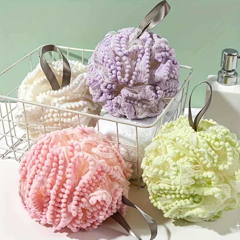 

Luxurious Soft Loofah Shower Sponge - Quick-dry, Skin-friendly, Large Bath Pouf With Ribbon For Home & Hotel Use (1pc)