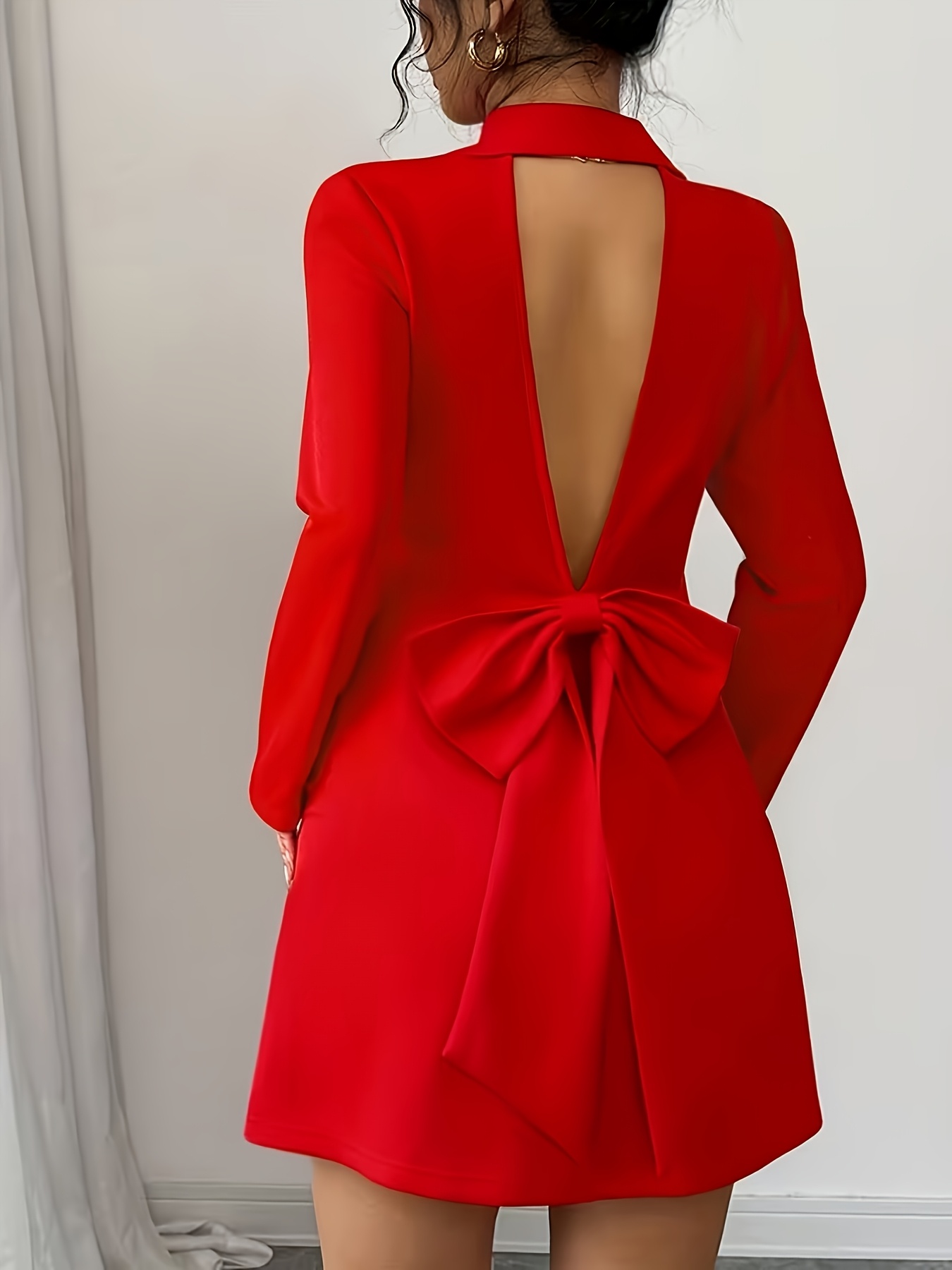 spring summer womens elegant double breasted backless bow - Temu Bahrain