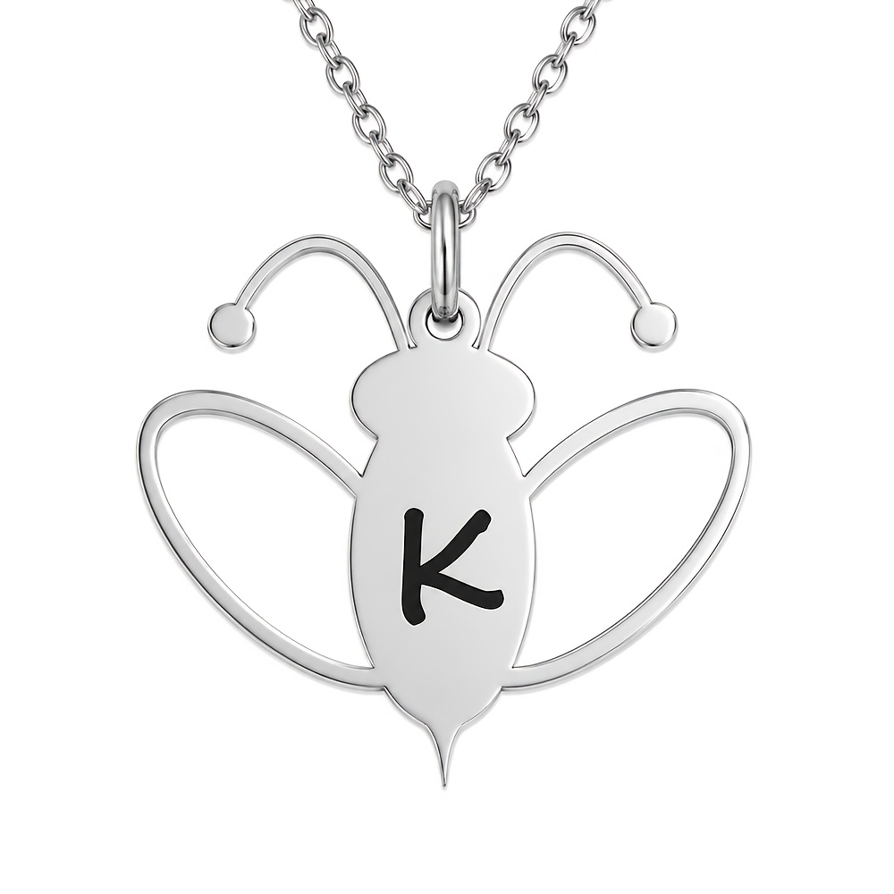 Custom Initial Bee Necklace for Women, Golden
