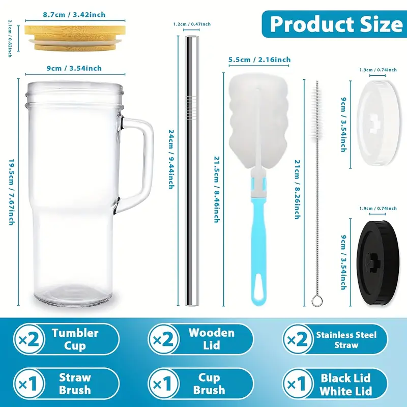 2 4pcs glass cup car cup handle glass cup large capacity water cup suitable for coffee milk tea drinks hot and cold convenient to carry Product details 3
