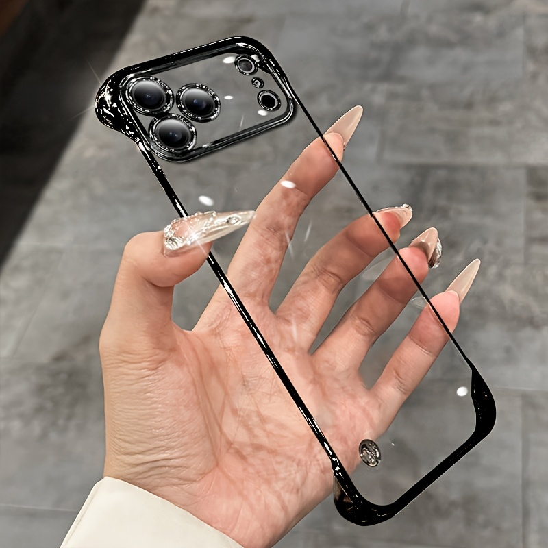 TEMU Phone Case - Luxury Transparent Ultra Thin Borderless Phone Case Compatible With Iphone 17 16 15 14 13 12 11 Pro Men Women Machine Feel With Lens Protector Clear 17 Pro Shockproof Back Cover