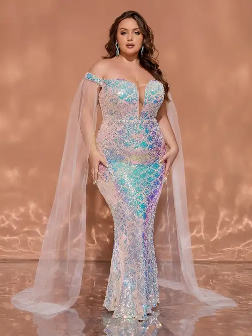 plus size sequin bridesmaid dresses Ever-Pretty Versatile Leaf Sequin V-Neck Mermaid Budget Bridesmaid Dress for Weddings