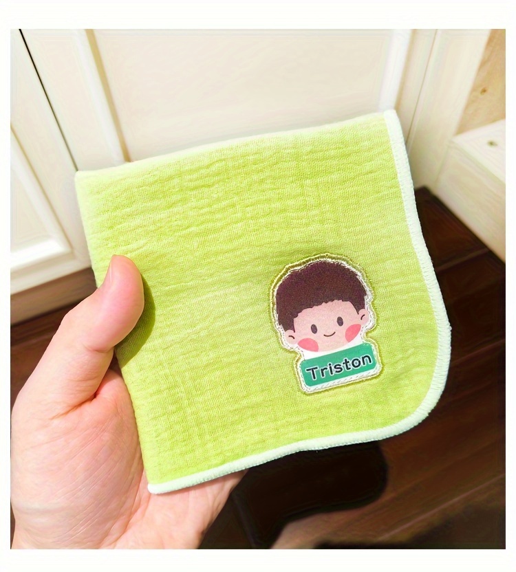 3pcs soft absorbent gauze handkerchiefs for   breathable natural material with cute cartoon designs custom name option   details 16