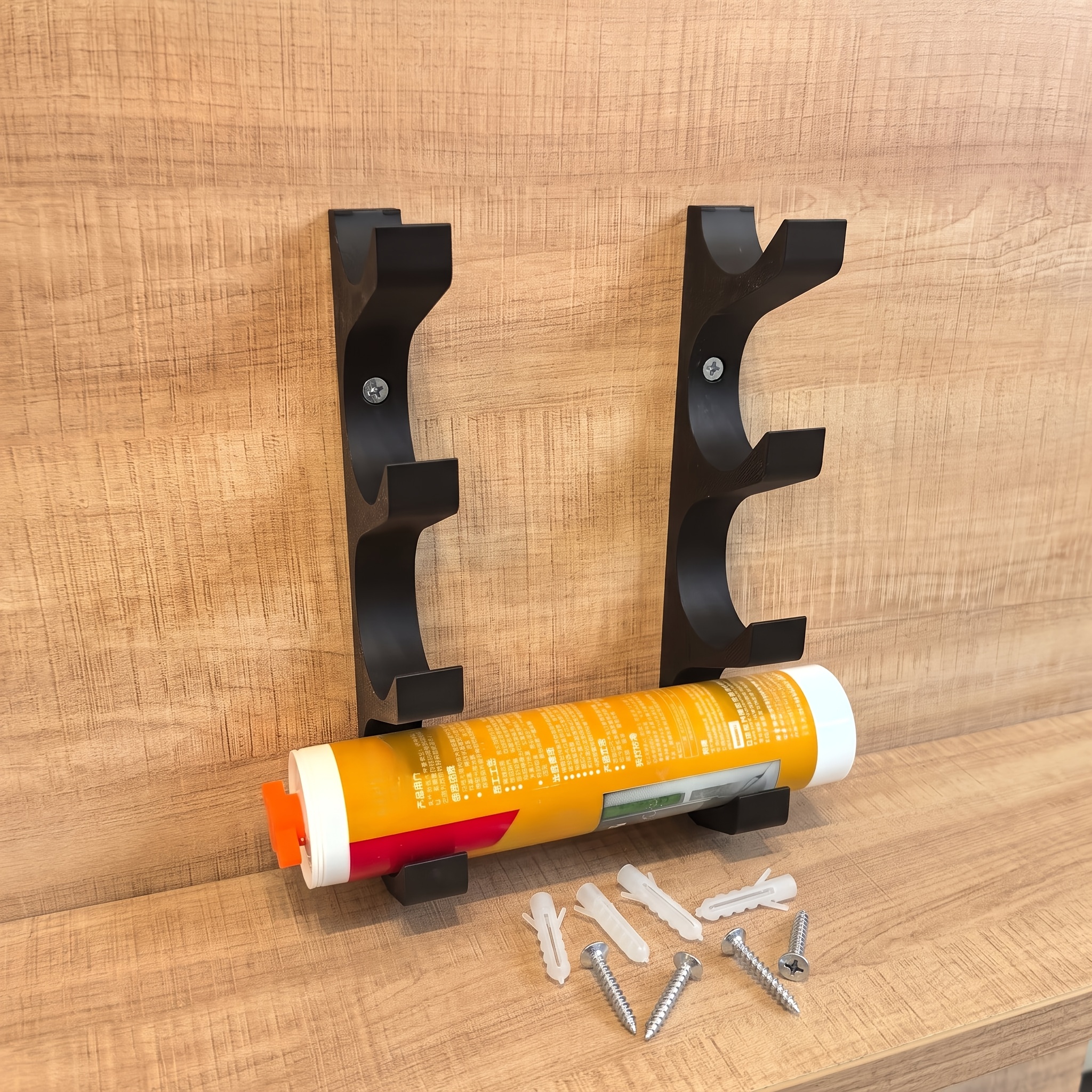 TEMU 2pcs 4-slot Tube Organizer, Wall-mounted Caulking Gun Storage Rack, Storage Shelf, Suitable For Garage, Workshop, , Storage Rack, Lab