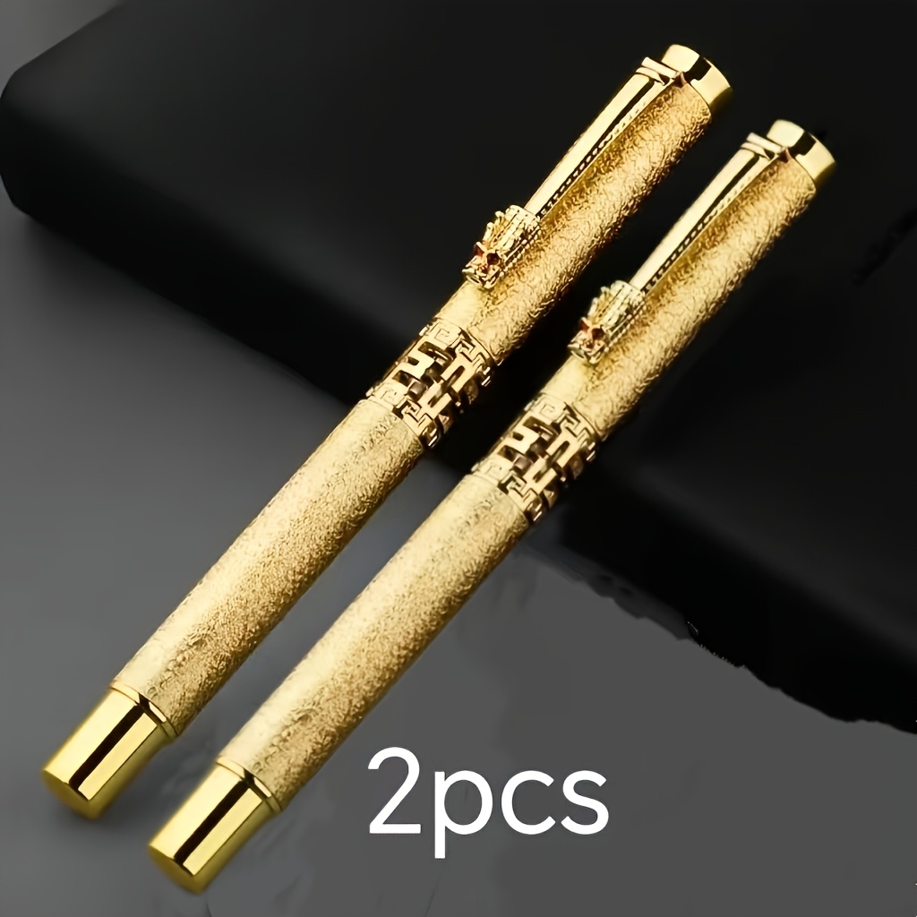 TEMU Lot de 2 stylos dorés de qualité supérieure, stylo de signature professionnel, porte-stylo en métal haut de gamme, stylo d'entraînement pour