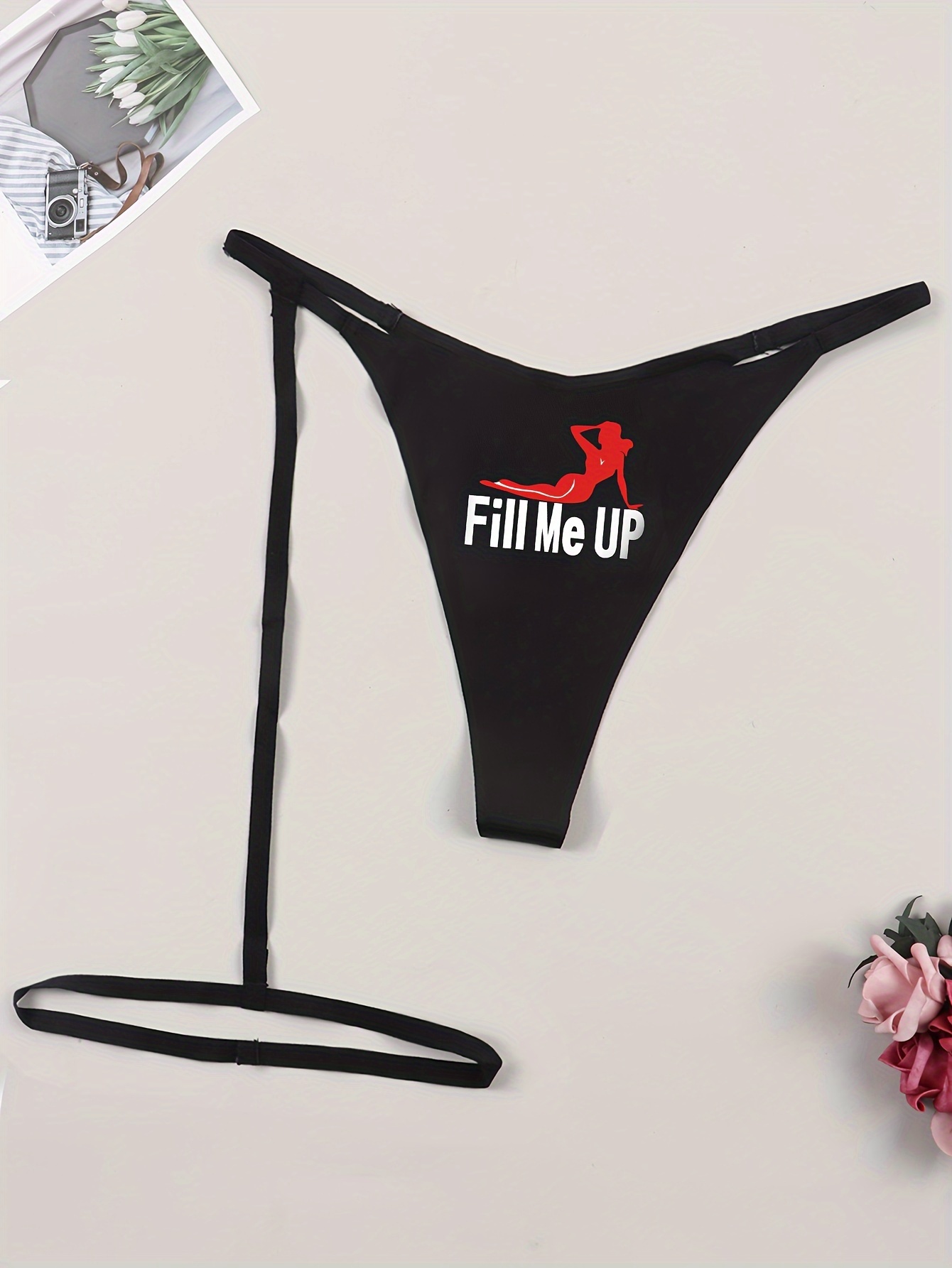 Fill Me Up Letter Sexy Print Women's Underwear Cotton Seamless