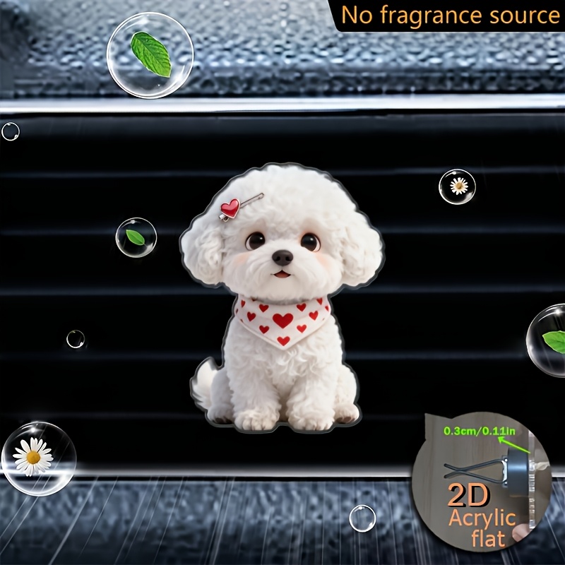 TEMU 2d Flat, 1pc Cute Puppy Pattern Reusable Car Air Freshener Perfume Diffuser Clip, Car Vent Car Interior Accessory, Car Fragrance Diffuser,