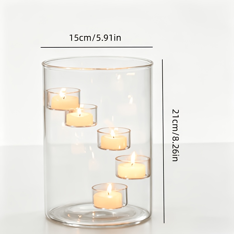 TEMU 1pc European-style Extra Large Glass Candle Holder, Candlelight Dinner Decorative Ornament, Creative Candle Holder Candle, Round Hurricane Glass
