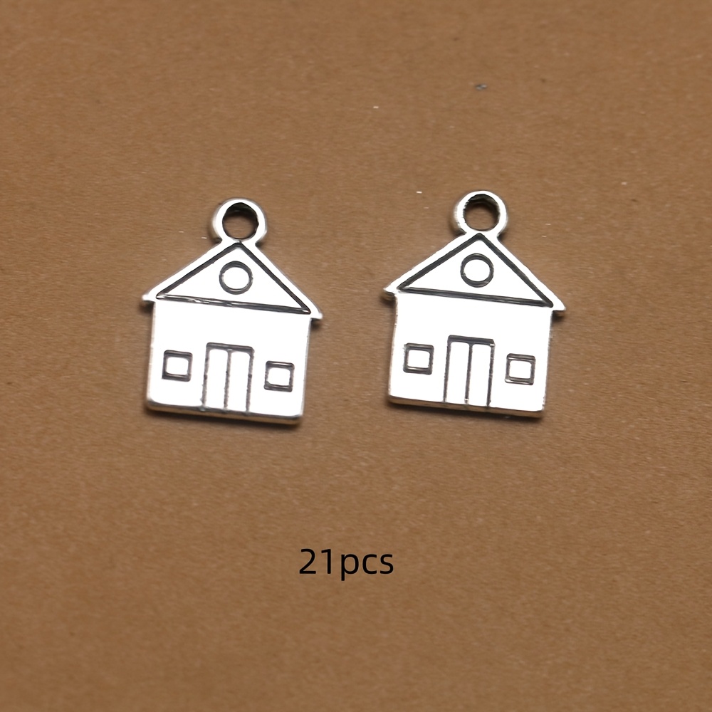 TEMU 21 pz Ciondoli Miniature Casa Bifacciali Adatti per Creazione di Gioielli Fai da Te, Ciondoli Casa con e Muro Piccoli per Collane, Braccialetti,