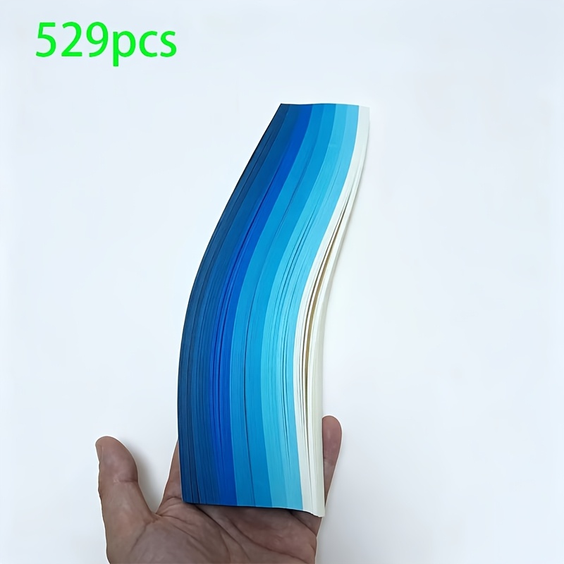 TEMU 529pcs Origami Étoile Dégradée Bleue Bandes Longues 8 Couleurs Étoile du Souhaits Notes de Papier Adulte Fait Main Étoile Matériaux Couleur Unie