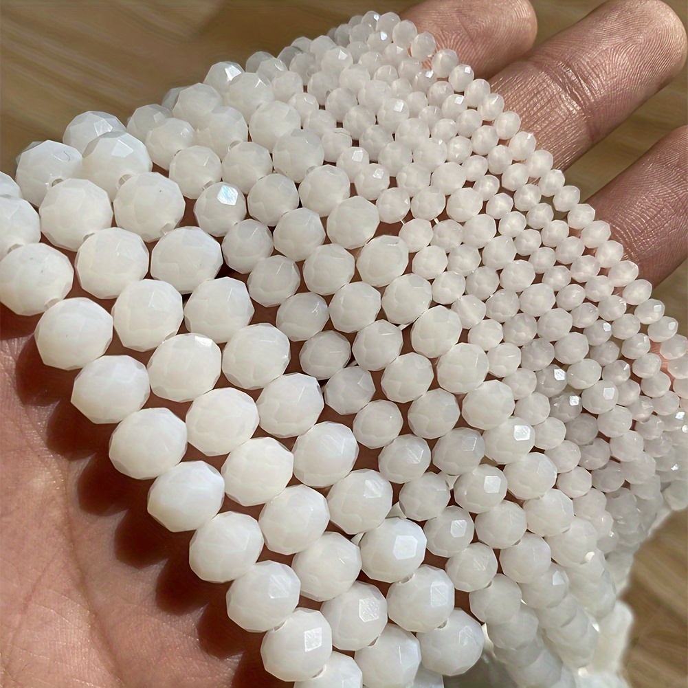 

Faceted White Beads For Jewelry Making Diy - Decorative Glass Beads 3mm/4mm/6mm/8mm, Loose Spacer Beads For Bracelet Necklace Crafts, Unique Design, Unisex Gift Accessories (138/140/92/68pcs)