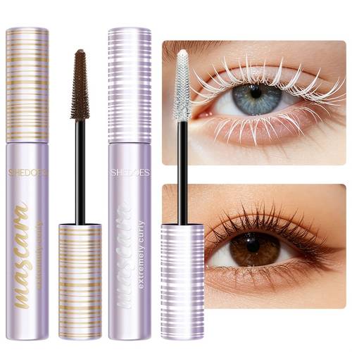 2pcs mascara set brown white eyelash mascara volume no smudging long lasting waterproof sweatproof lightweight non clumping easy to beginner friendly