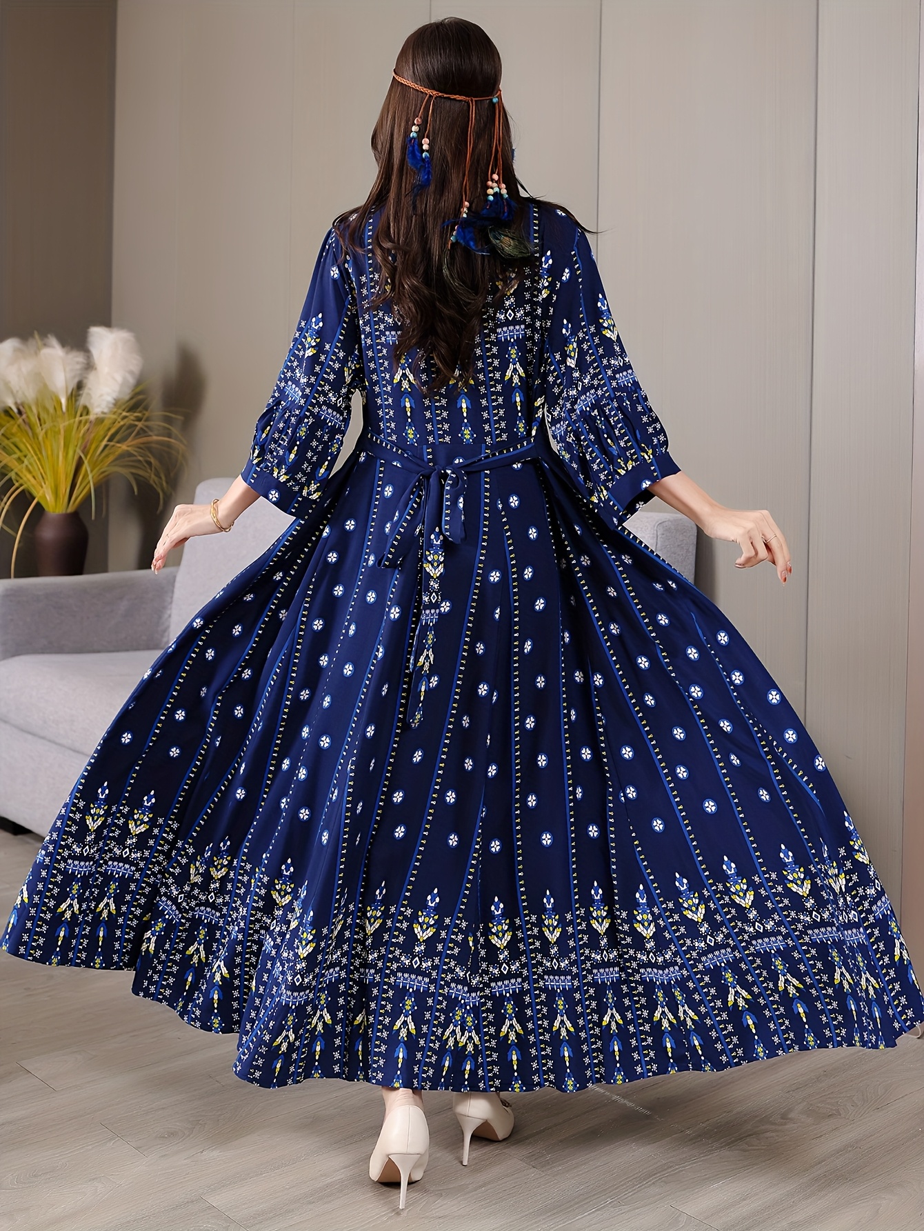 vestido estilo bohemio   bordado   falda - Temu Peru