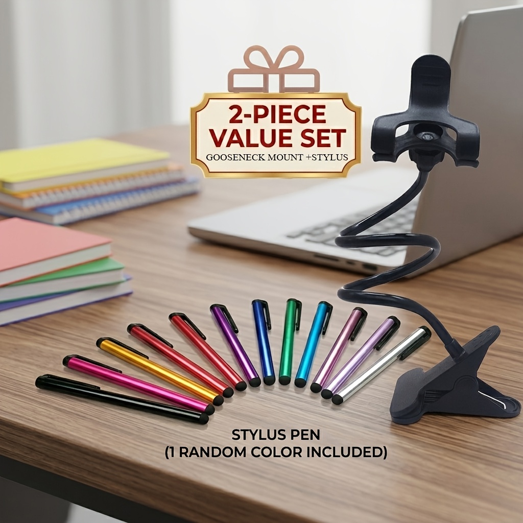 TEMU 1 -degree Universal Flexible Hose Phone Holder With 1 Random Color Stylus. Lazy Tablet Stand With Stable Anti-shake Function And Adjustable