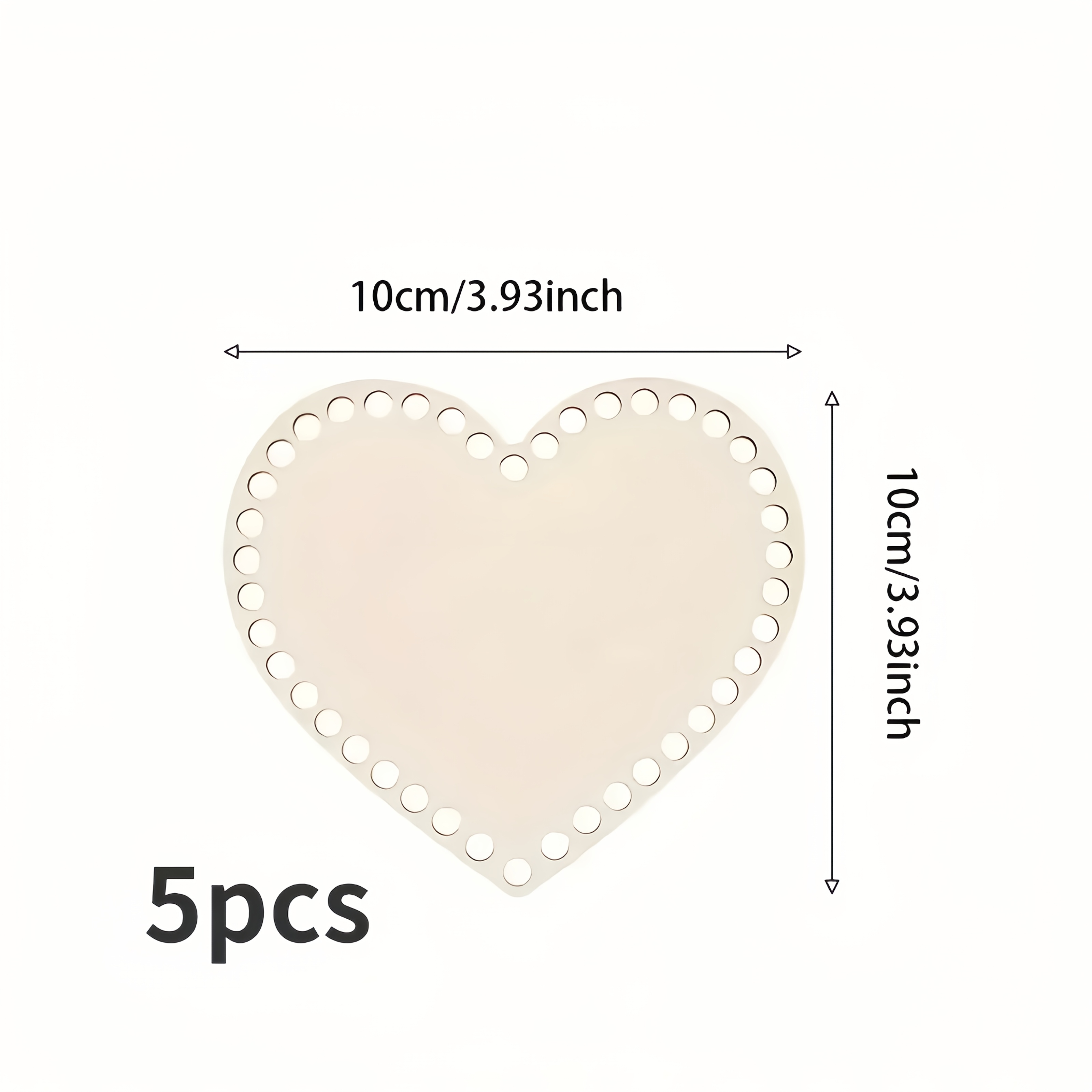 5pcs Wood Heart-shaped Basket Bases (10cm/3.93") - Diy Crochet Bag Bottoms With Heart-shapewood Boards For Amigurumi, Crafts, For Mother's Day/christmas Gifts - Craft