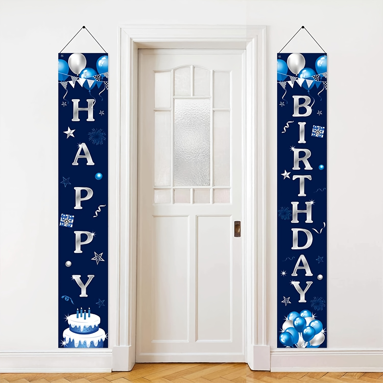 

2d Door Banner 2-pack Polyester Door Banners, 71x12 Inch, Blue Party Decorations, No Electricity Needed, Room Decor For Men, Women, Boys, Girls