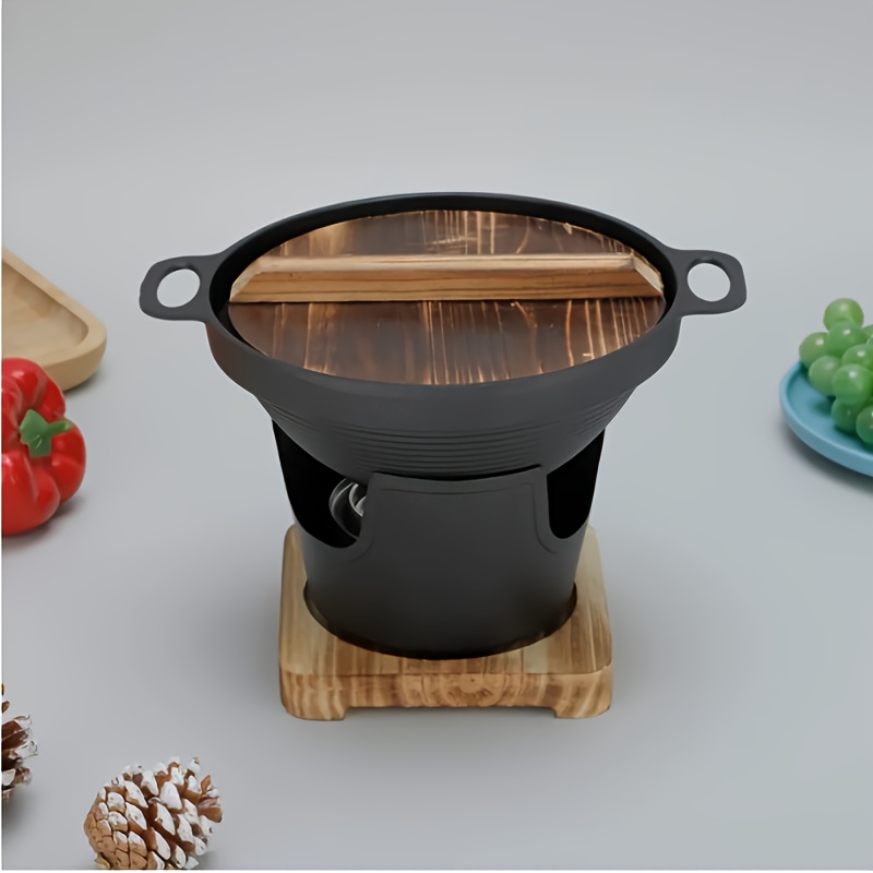 TEMU 日本風シングルパーソンバーベキューストーブ - アルミニウム製多機能炭焼きフライパン＆蓋付き鍋、屋内/屋外使用可能、耐久性のあるモダンキッチンウェアで野菜・肉などに最適｜電気不要、携帯デザイン、スリークメタリック仕上げ、頑丈な調理器具