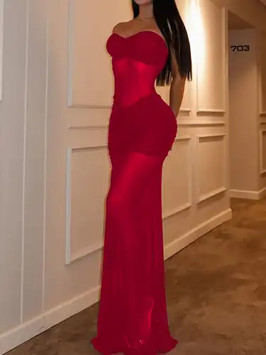 Slim Fit Long Skinny Dress One Shoulder Dress Bodycon Maxi Maxi Red Dress With Sleeves Off Slim Fit Long Skinny Dress One Shoulder Dress Bodycon Maxi Maxi Red Dress With Sleeves Off