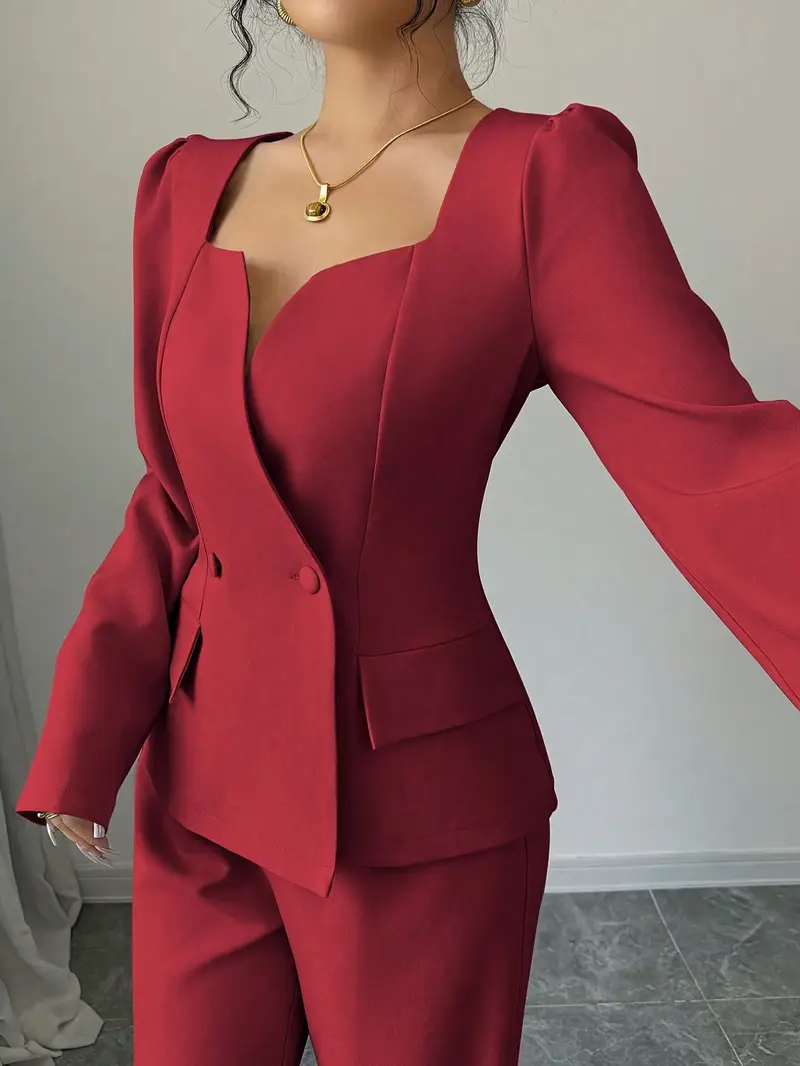 Blazer élégant à manches longues pour femme - Couleur unie Blazer élégant à manches longues pour femme - Couleur unie