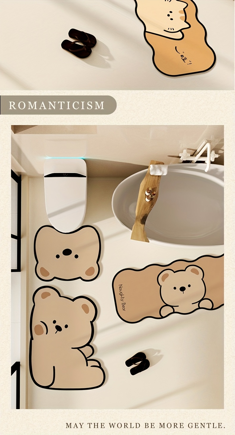 3pcs cartoon   animal bathroom non slip mat set shower room absorbent quick   piece bathroom anti slip floor mat Product details 1