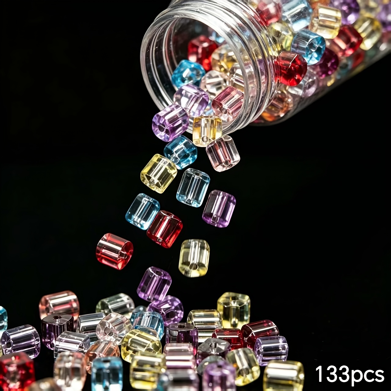 TEMU 133pcs 5mm Premium , Assorted Transparent Mixed Colors, Suitable For Jewelry, Bracelets, Necklaces, And Craft Projects - Ideal For Hand Sewing,