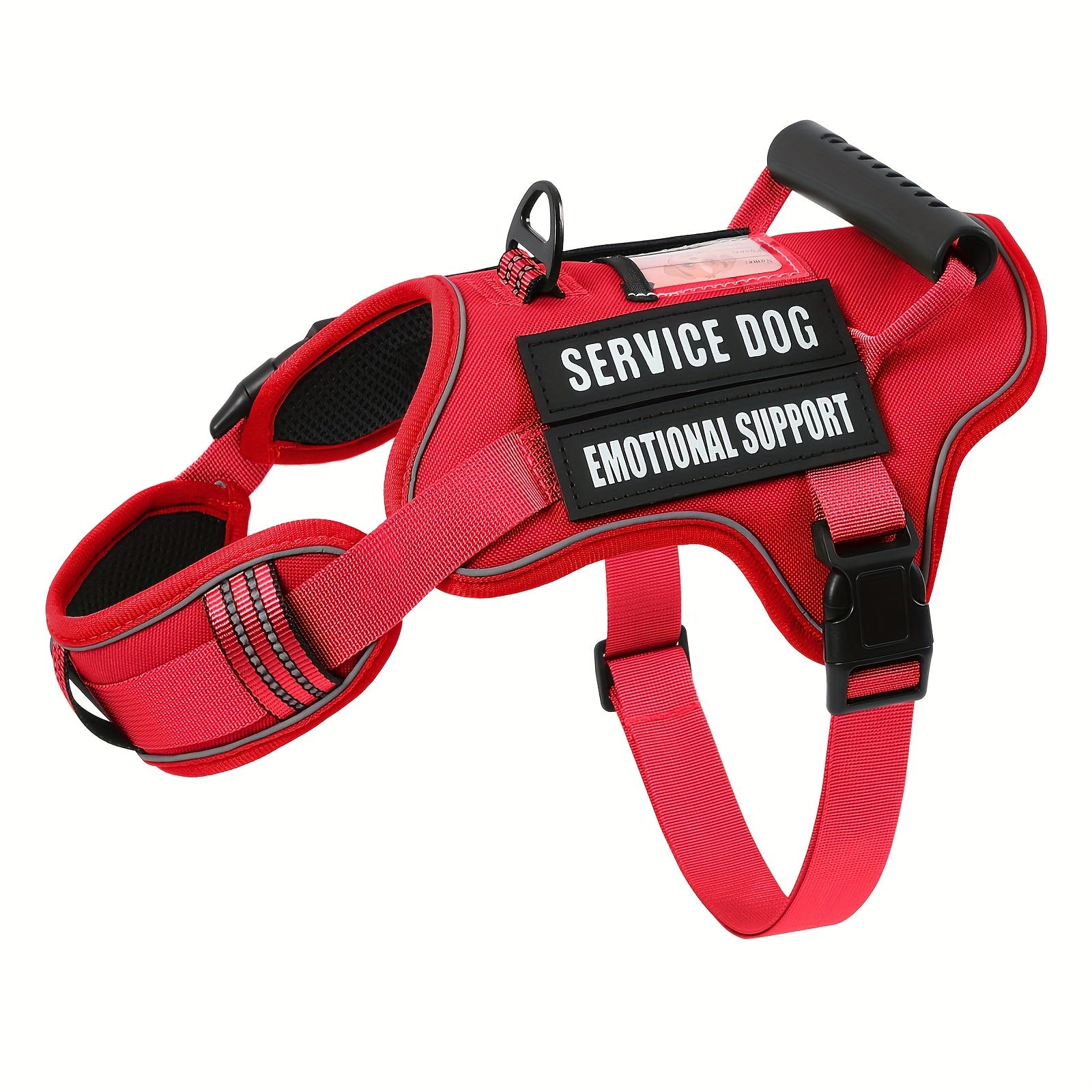 TEMU Adjustable Tactical Harness For Service Dogs Featuring Molle And A Control Handle, Designed For Easy Walking And Training. It Prevents Pulling,