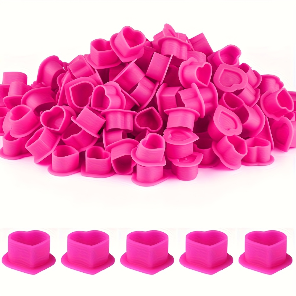 E-shop 20 Stück Tattoo-Silikon-Tintenbecher - Herzförmige Tintenbecher in Grün, Gelb, Schwarz, Rosa, Blau Gelb, Weiches Material sicher für Nadeln,