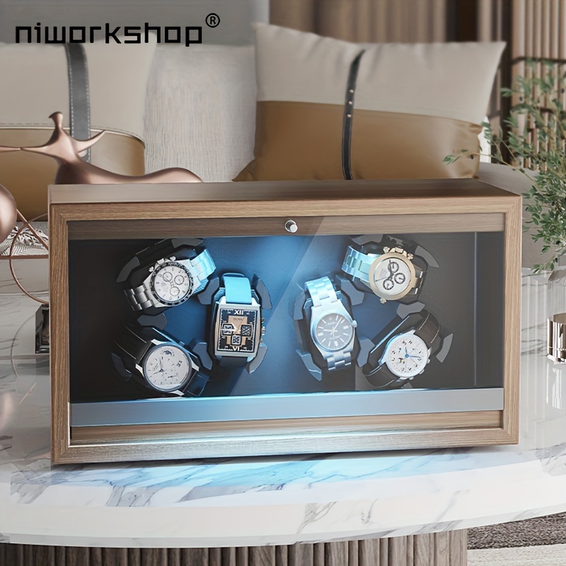 Quiet Automatic Watch Winder 3/6 Slot Wooden Storage Case with LED  Light Flexible Pillows for *'s and Wo*'s Watches