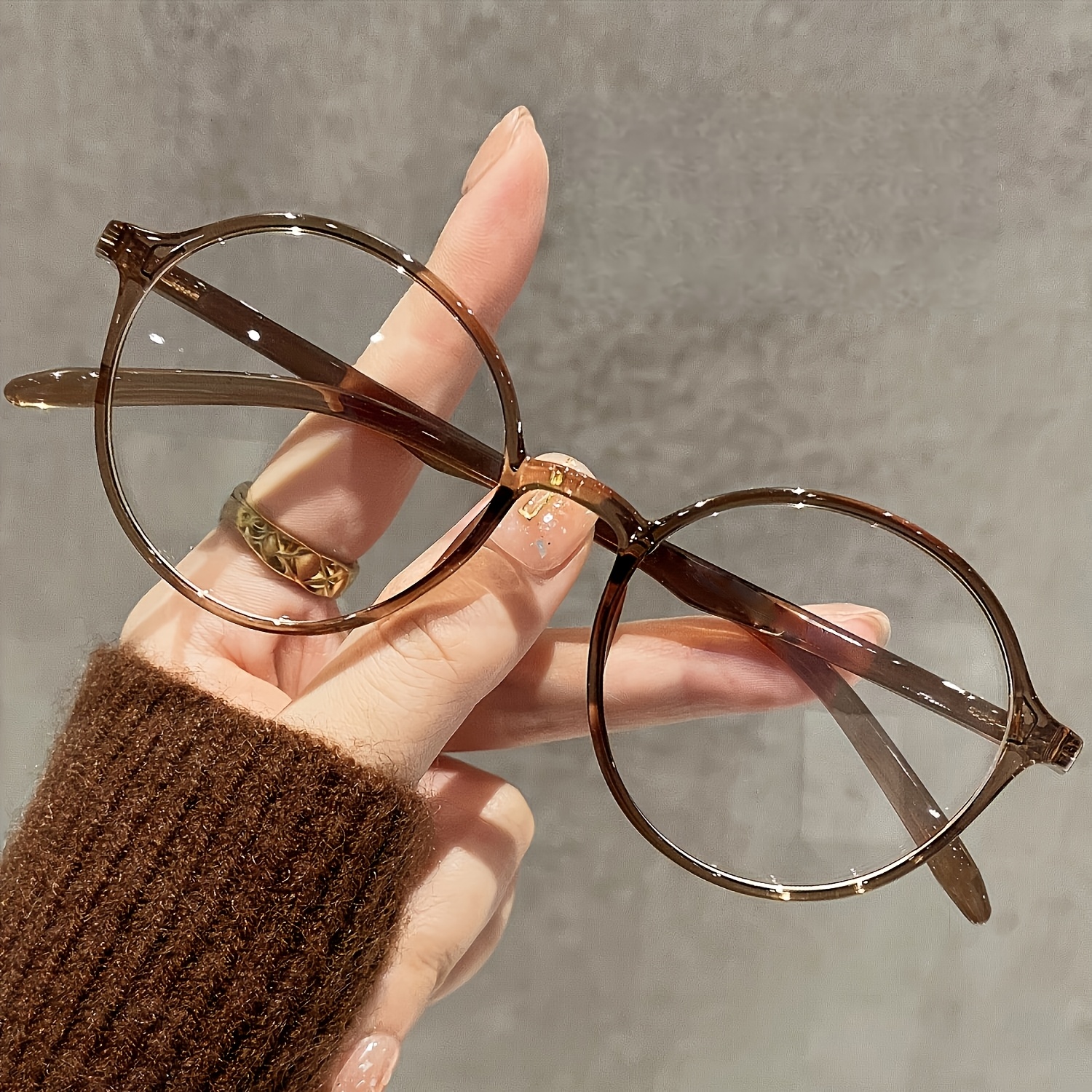 1pc Women's Lightweight Minimalist Round Frame Glasses, Non- Fashion Glasses With Clear Lenses, Suitable For Daily And Special Occasions, Design