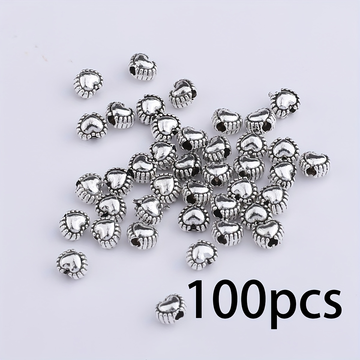 TEMU 100pcs Perles d'Espacement en Alliage de Miniatures avec Design Découpé Intriqué - Fournitures pour la Fabrication de Bijoux de Saint-Valentin