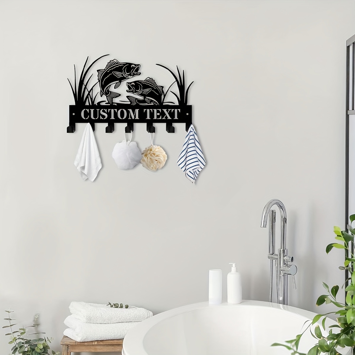 TEMU 1pc Custom Fishing Metal Key Hangers, Personalised Fishing Wall Hooks, Entrance To Hang Keys And Hat Ribbons, Suitable For Office, Kitchen,