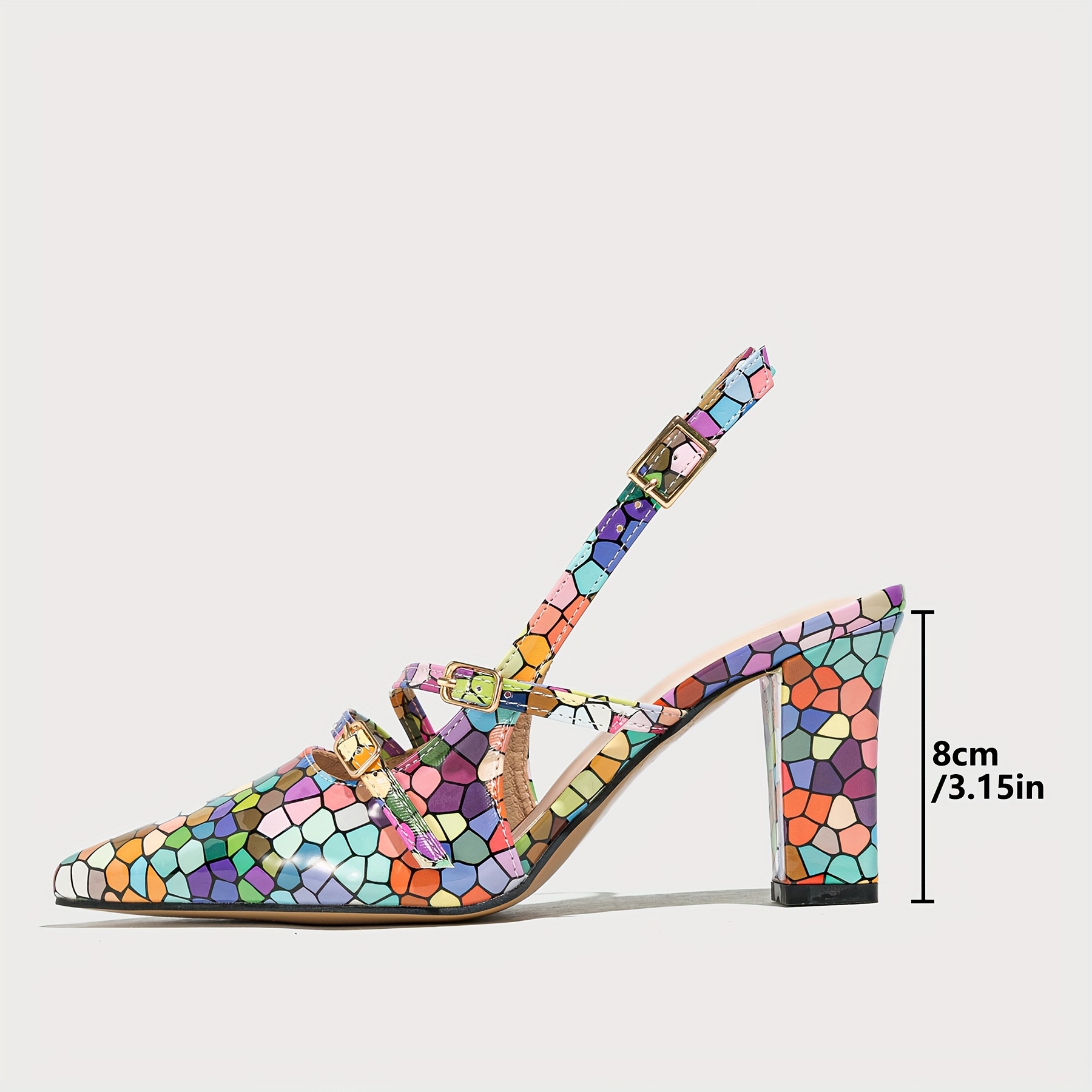 Women s Colorful Chunky High Heels Multicolor Printed Ankle Temu