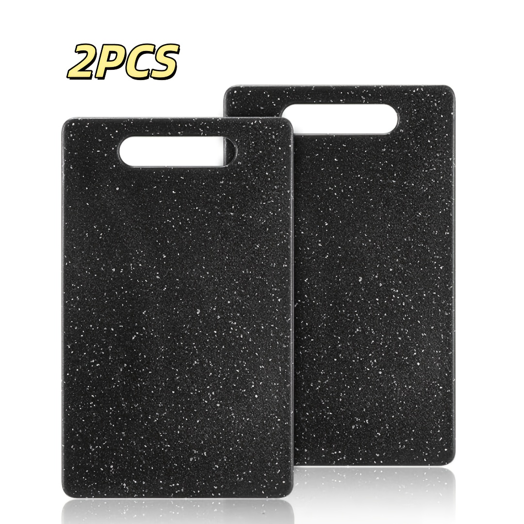 Image of 2pcs Kitchen Small Cutting Board Mini Plastic Cutting Board Set Bar Dishwashable Granite-colored Food Camping Food Fruit Preparation Vegetables Easy To (6 "x 10", Black)