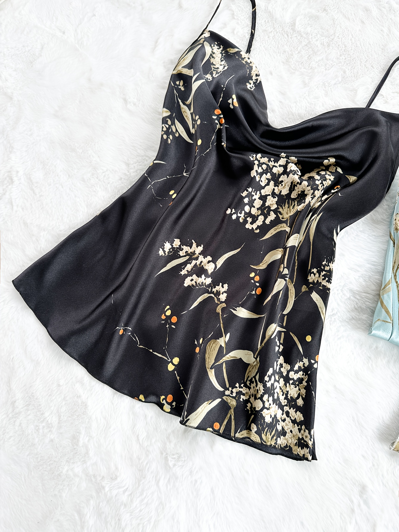 womens elegant floral print pajama set comfortable long sleeveless top pants   wearable pile collar design light   options   wear floral print top pile collar top pajamas Product details 3