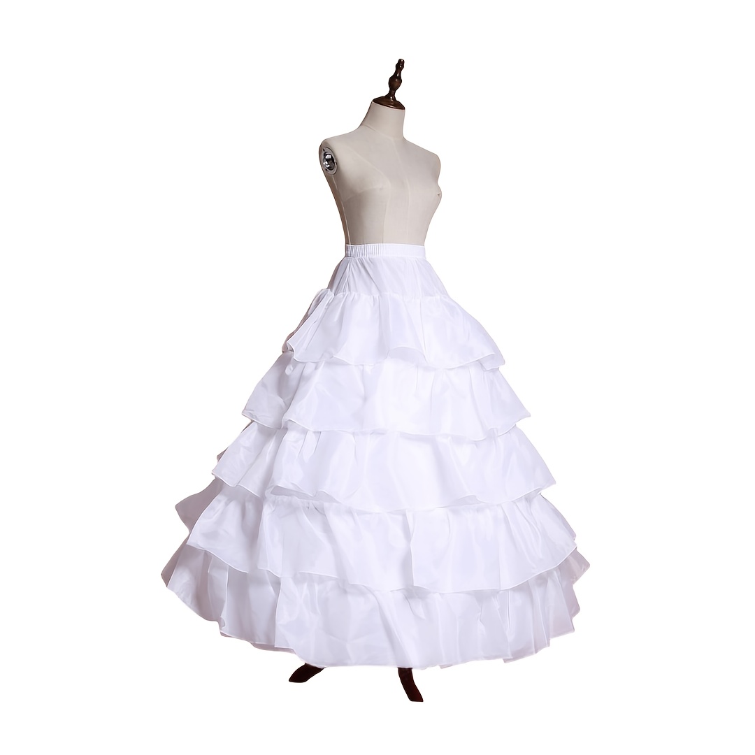 TEMU 1pc 4 Hoops 5 Ruffles Women's Bridal Petticoat Crinoline Skirt Ball Gown Underskirt For Wedding Dress