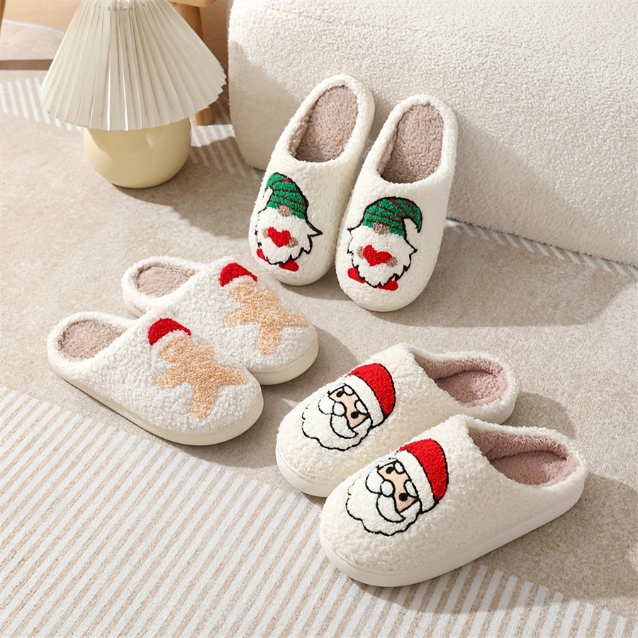 

Vintage Cartoon Christmas Slippers For Men And Women – Round Toe Winter Cotton Plush Slippers With Non-slip Tpr Sole – Cozy Fabric Indoor Casual House Shoes With Slip-on Design For Daily Use