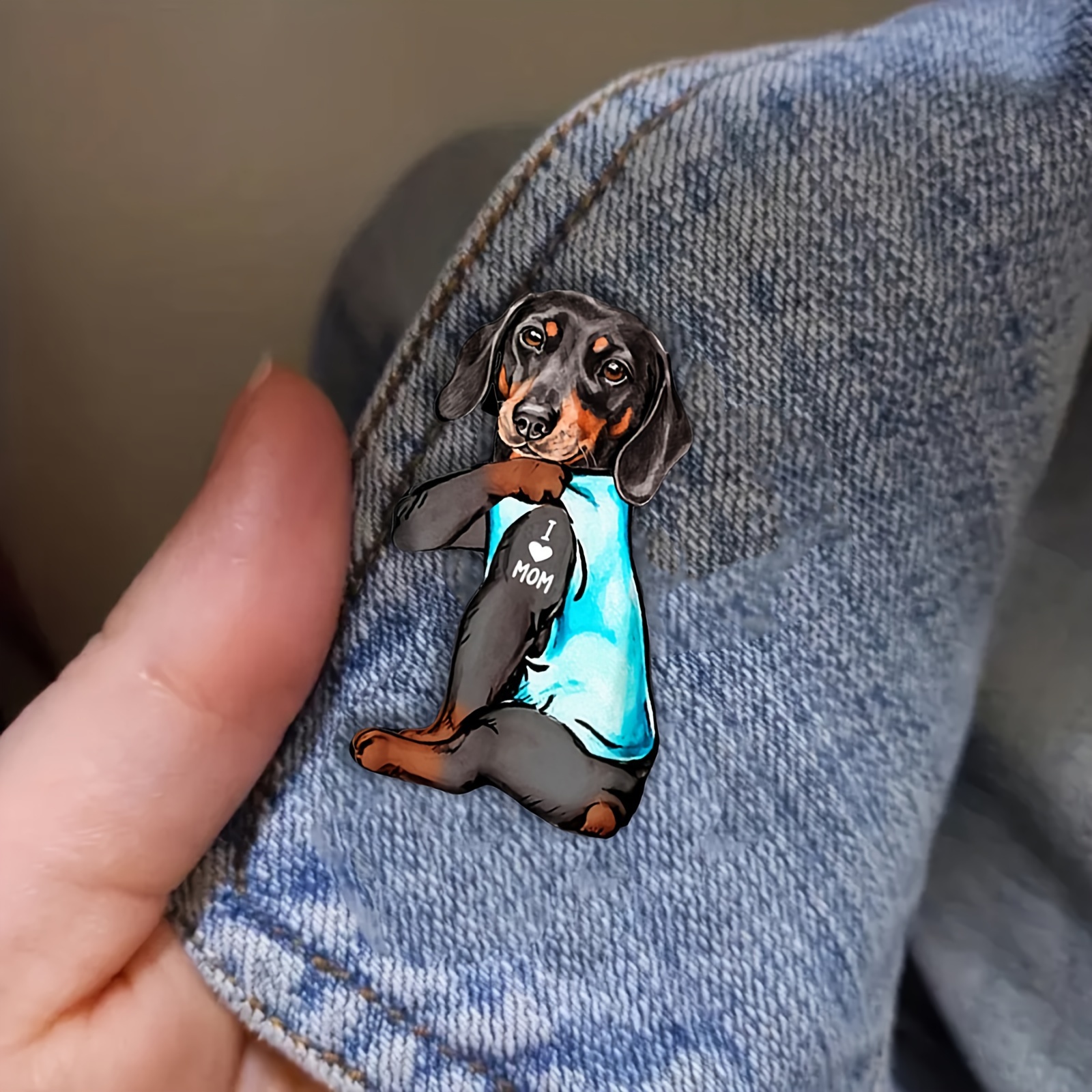 

Acrylic Dachshund Dog Brooch Pin With "i Love Mom" Shirt Design - Funky Style, Perfect Gift For Doxie Lovers, Decorative Badge For Jackets And Bags - Pack Of 1