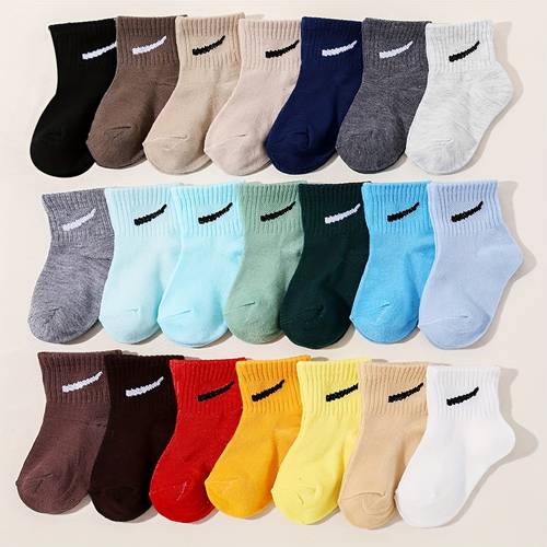 10 pairs baby socks for boys and girls soft breathable candy color ankle socks unisex toddler crew socks with cute embroidery random