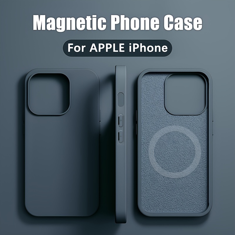 

Étui de téléphone magnétique en silicone de luxe pour Apple iPhone 15 14 13 12 11 Pro Max 15 14 Plus pris en charge de la charge sans fil étui de téléphone couleur unie simple pour homme et femme