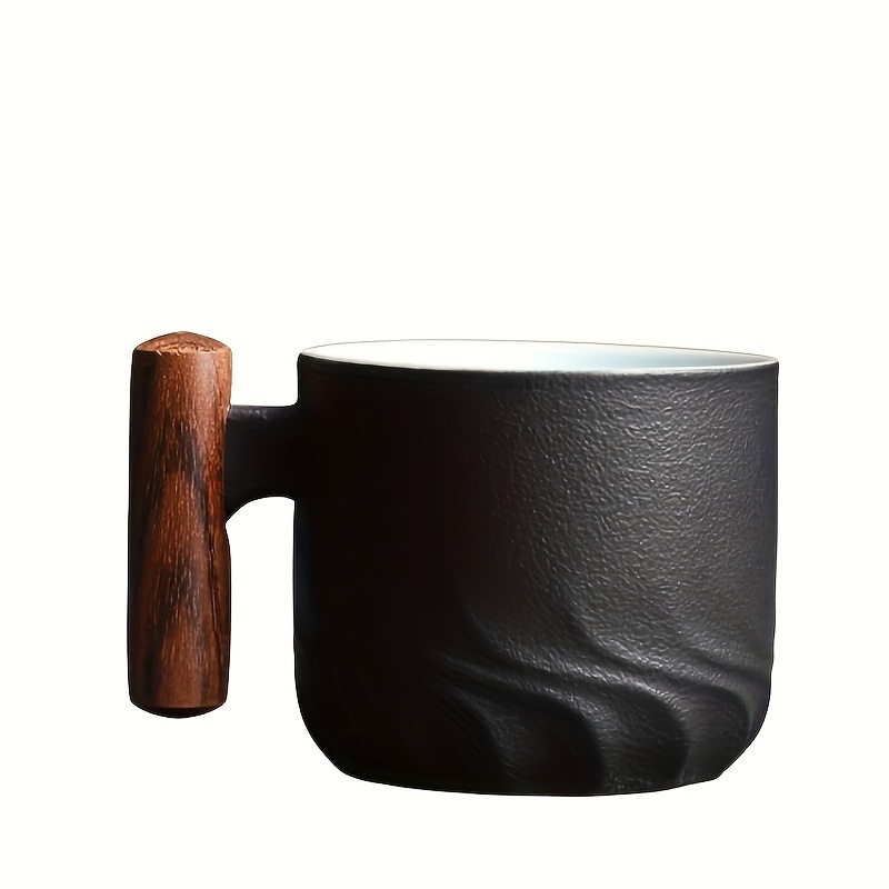 

1pc 74ml/2.5oz Ceramic Espresso Cup With Wooden Handle, Coffee Cup, Ceramic Tea Cup, Porcelain Coffee Mug Drinkware For Restaurants, Cafes Eid Al-adha Mubarak