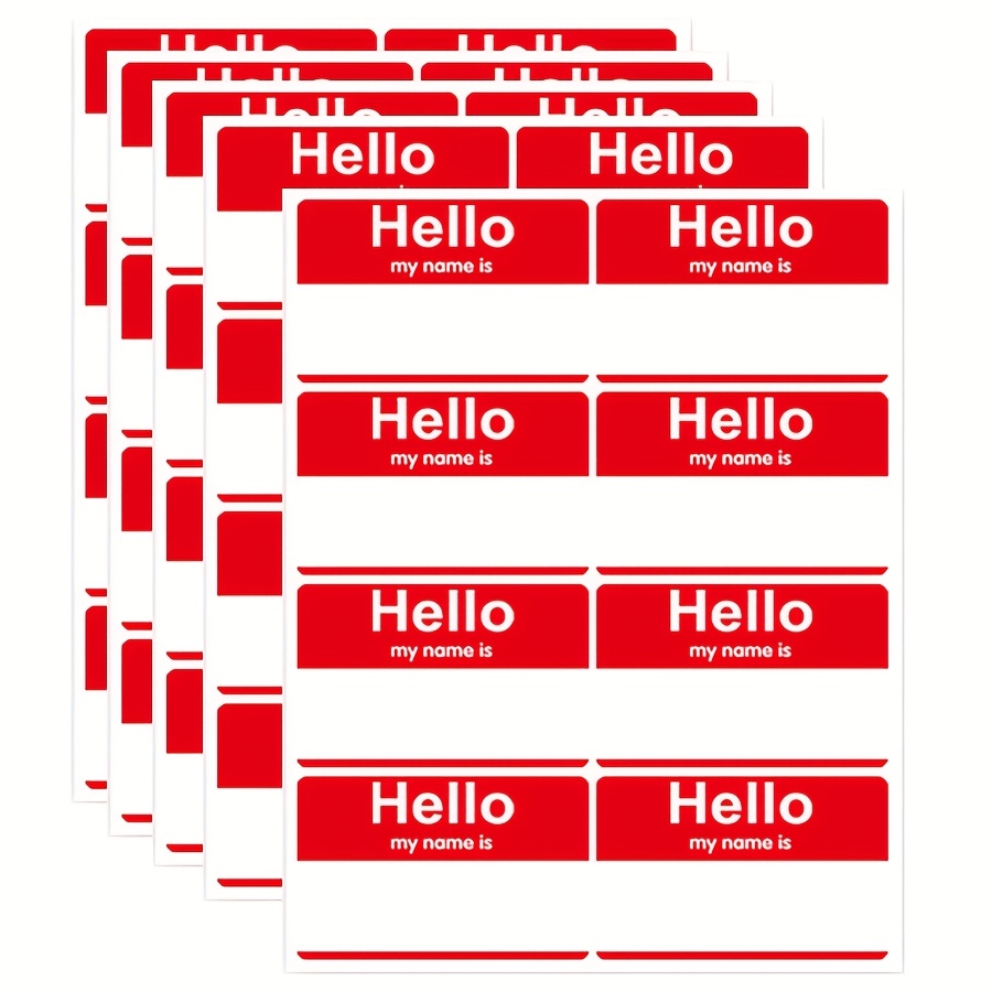 Image of 5sheets/40pcs Colorful Handwritten Hello Name Tag Stickers For Office Meeting Identification Decoration Stickers